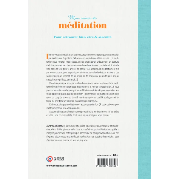Mon cahier de méditation - quatrième de couverture | Dans les Yeux de Gaïa