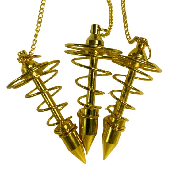 Pendule spirale en métal doré- Divination- Guidance | Dans les Yeux de Gaïa