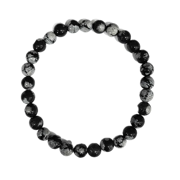 Bracelet Obsidienne neige 6mm - intuition | Dans les yeux de Gaïa