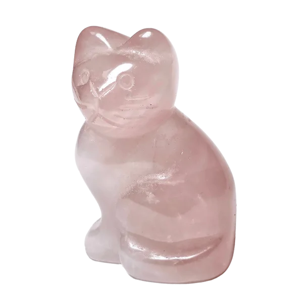 Chat en Quartz Rose - animal totem | Dans les yeux de Gaïa