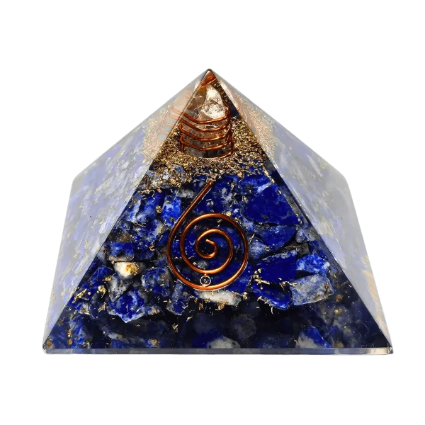 Pyramide Orgonite en Lapis-Lazuli et spirale - Condensateur | Dans les Yeux de Gaïa