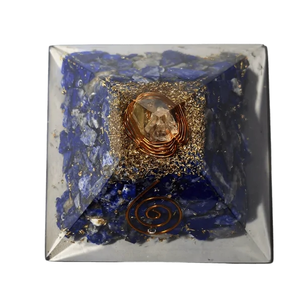 Pyramide Orgonite en Lapis-Lazuli et spirale - Spiritualité| Dans les Yeux de Gaïa