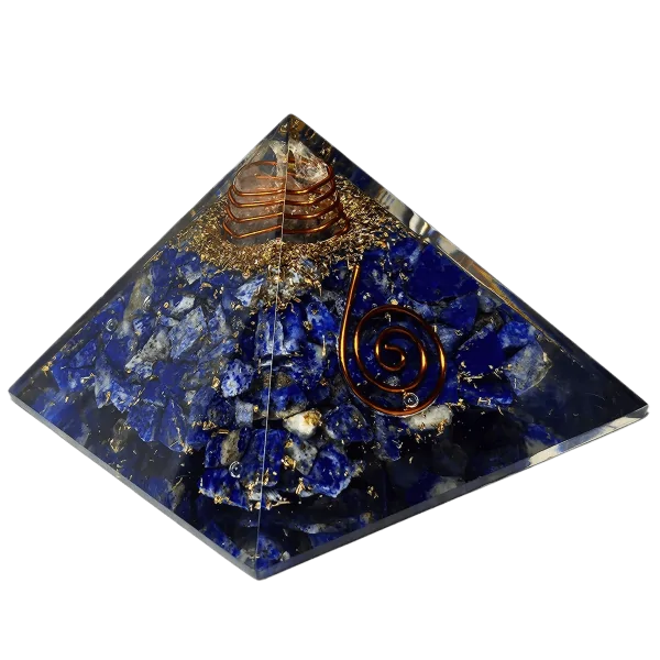 Pyramide Orgonite en Lapis-Lazuli et spirale - Bien-être | Dans les Yeux de Gaïa