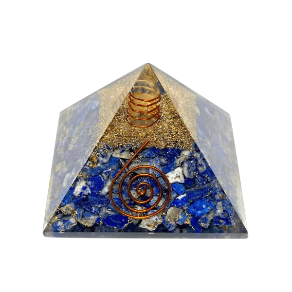 Pyramide Orgonite en Lapis-Lazuli et Spirale Grand Modèle - Spiritualité | Dans les Yeux de Gaïa