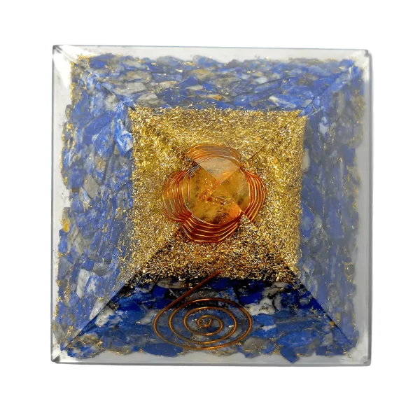 Pyramide Orgonite en Lapis-Lazuli et Spirale Grand Modèle - Ondes| Dans les Yeux de Gaïa