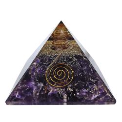 Pyramide Orgonite en Améthyste et Spirale grand modèle - ondes | Dans les yeux de Gaïa