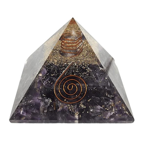 Pyramide Orgonite en Améthyste et Spirale grand modèle - lithothérapie| Dans les yeux de Gaïa