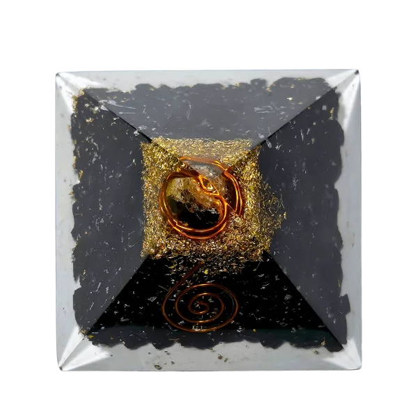 Pyramide Orgonite en Obsidienne et spirale - protection| Dans les Yeux de Gaïa