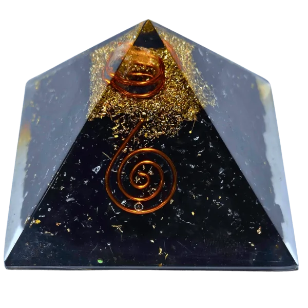 Pyramide Orgonite en Obsidienne et spirale - Condensateur | Dans les Yeux de Gaïa