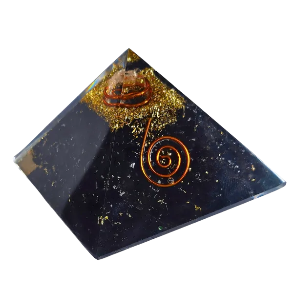 Pyramide Orgonite en Obsidienne et spirale - ancrage| Dans les Yeux de Gaïa