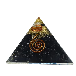 Pyramide Orgonite en Obsidienne et spirale - Ondes | Dans les Yeux de Gaïa