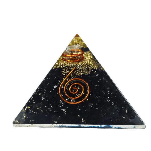 Pyramide Orgonite en Obsidienne et spirale - Ondes | Dans les Yeux de Gaïa