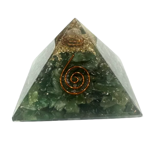 Pyramide Orgonite en Aventurine verte et spirale - Ondes | Dans les Yeux de Gaïa